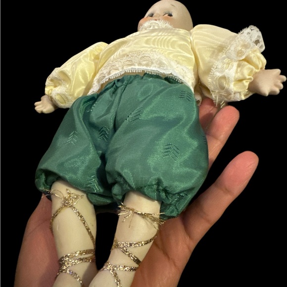 Vintage  Kewpie Look Doll Bisque Porcelain & Cloth  Boy Doll W/ Clothing 10.5” - Picture 4 of 8
